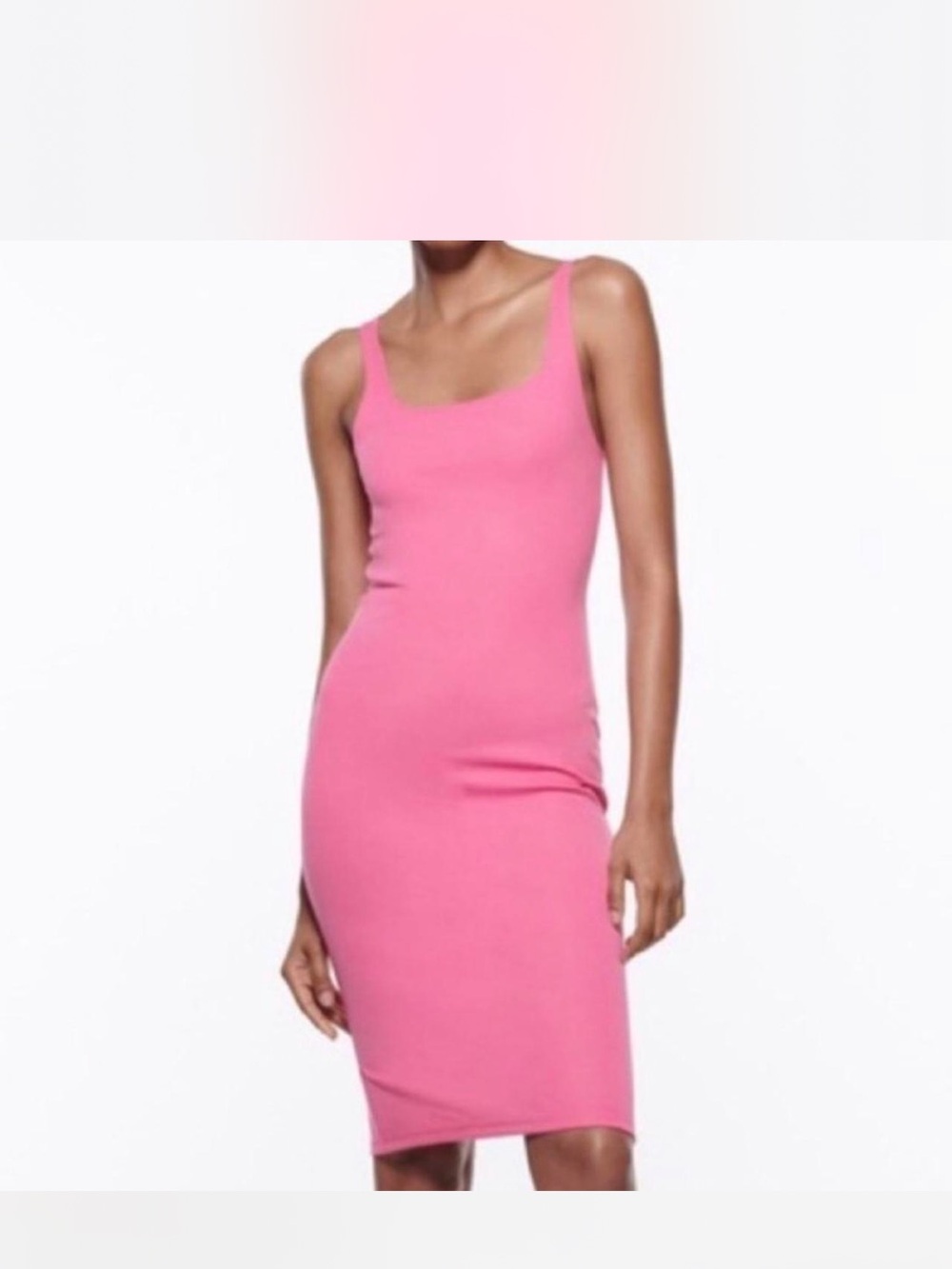Zara Pink Sleeveless Midi Bodycon Dress